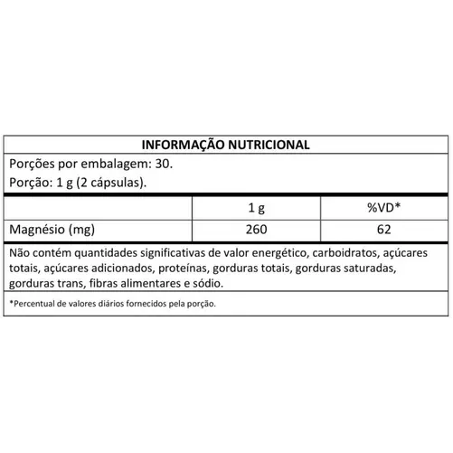 Magnésio (60 caps) - Masterway Suplementos